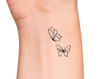 2 butterflies Temporary Tattoo butterfly tattoo wrist tattoo outline