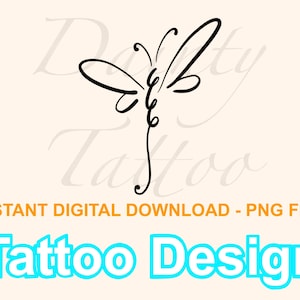 Dragonfly Swirl Tattoo Design Digital Download PNG