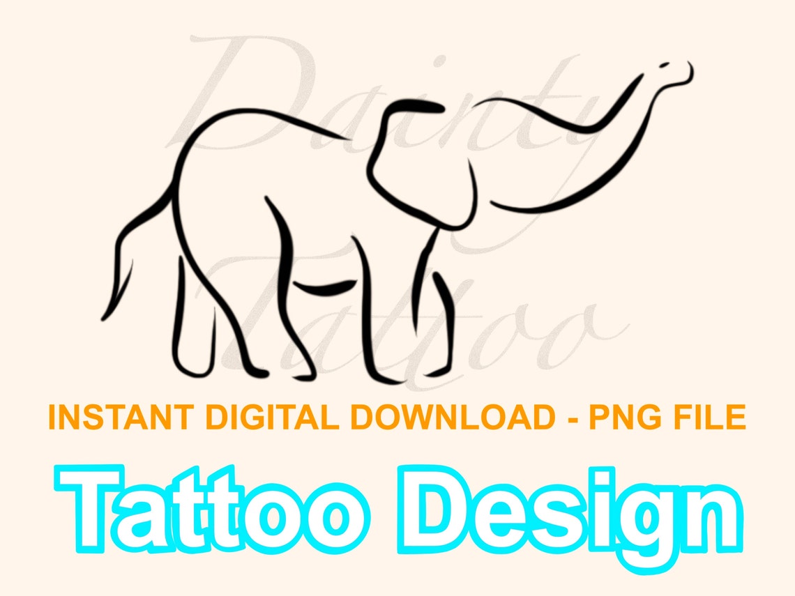 Elephant Tattoo Design Digital Download PNG - Etsy