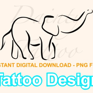 Elephant Tattoo Design Digitale Download PNG