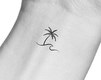 Palm Tree Wave Temporary Tattoo