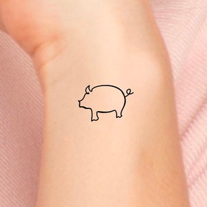 Plump Piggy Temporary Tattoo / Animal Tattoo