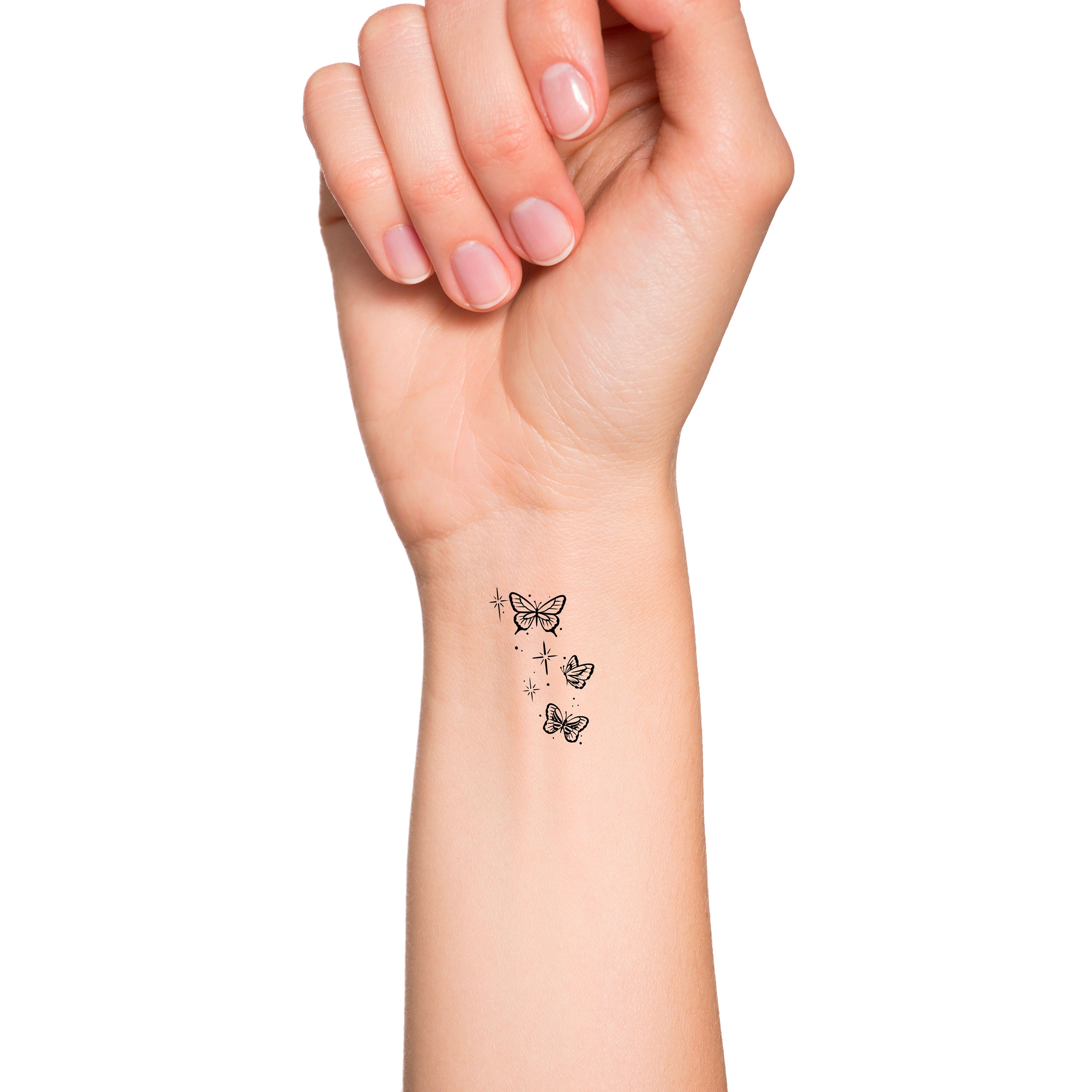 Butterfly Stars Temporary Tattoo / 3 Butterflies Tattoo - Etsy, image size:3000x3000
