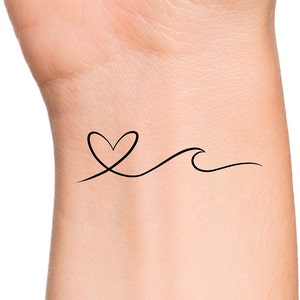 Heart Wave Temporary Tattoo