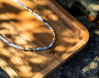 LIBERTY floral cord necklace customizable charm pendant pearls gold rhinestone adjustable flower stainless steel