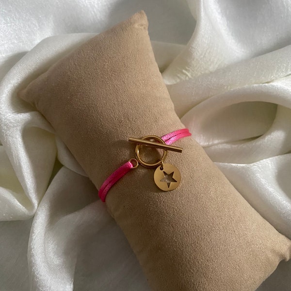Bracelet cordon ajustable colorés couleurs personnalisable OT toogle doré pampille étoile cordon