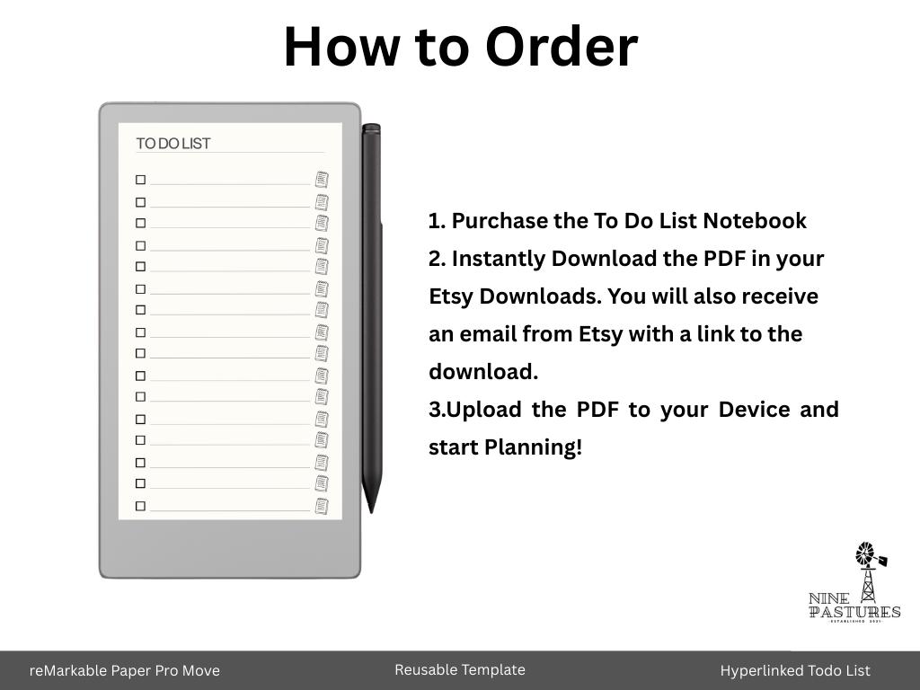 Remarkable Paper Pro Move To-do List Notebook: Hyperlinked Digital ...