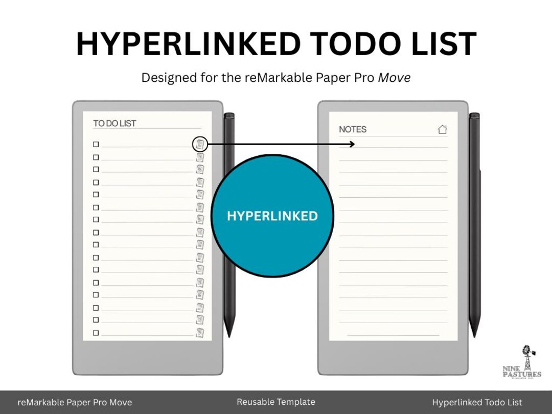 Remarkable Paper Pro Move To-do List Notebook: Hyperlinked Digital ...