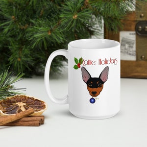 Rat Terrier dog - red black tan - FREE SHIPPING - Christmas gifts for dog owners - White glossy mug