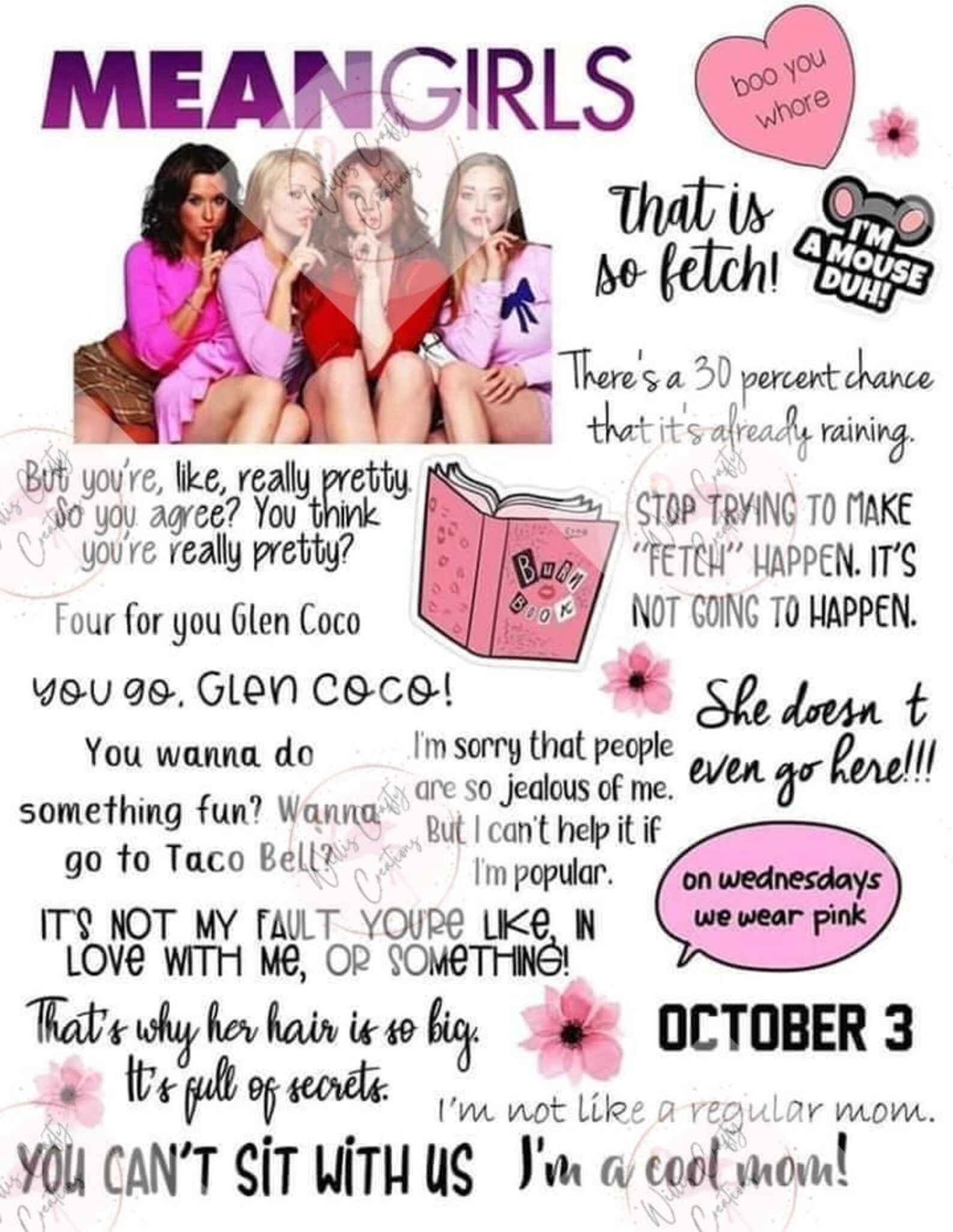 Mean Girls Tumbler Wrap Png/digital Download Sublimation Etsy