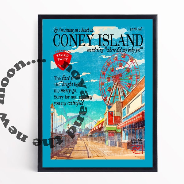 Coney Island TS vintage magazine style print A4 / A3