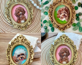 Custom Pet Portrait Memorial Gift for Pet Owner Using Pet Photo Personalized Cat Portrait Dog Portrait Mini Painting Gift for Pet Lovers