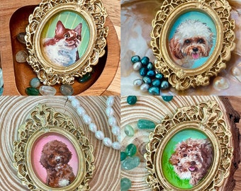 Custom Pet Portrait Magnet Gift for Pet Owner Using Pet Photo Personalized Cat Portrait Dog Portrait Mini Painting Best Gift for Pet Lovers