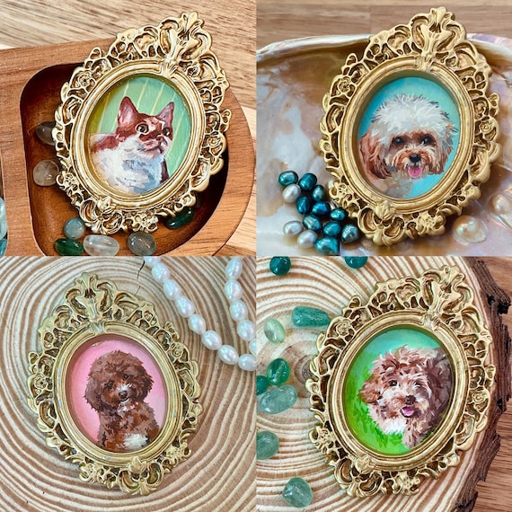 Custom Pet Portrait Magnet Gift for Pet Owner Using Pet Photo Personalized Cat Portrait Dog Portrait Mini Painting Best Gift for Pet Lovers