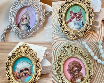 Hand Painted Pet Portrait Magnets, Custom Dog Cat Portrait from Photo, Mini Pet Painting Magnet, Gift for Pet Lovers