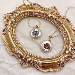 Hand Painted Pet Portrait Necklace Custom Pearl Personalized Gift for Pet Lover