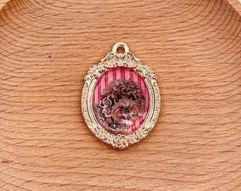 Hand Painted Pet Portrait Necklace, Custom Dog Cat Photo Pendant, Personalized Memorial Jewelry Gift for Pet Lovers