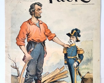Abraham Lincoln With Axe Morgan Antique 1901 Puck Magazine Art Print