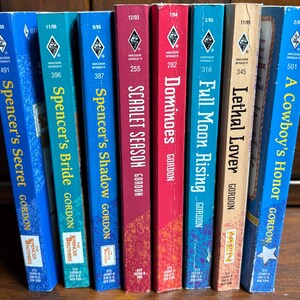 Laura Gordon, Harlequin Intrigue Romantic Suspense Vintage 1990s Paperbacks, 8 Titles