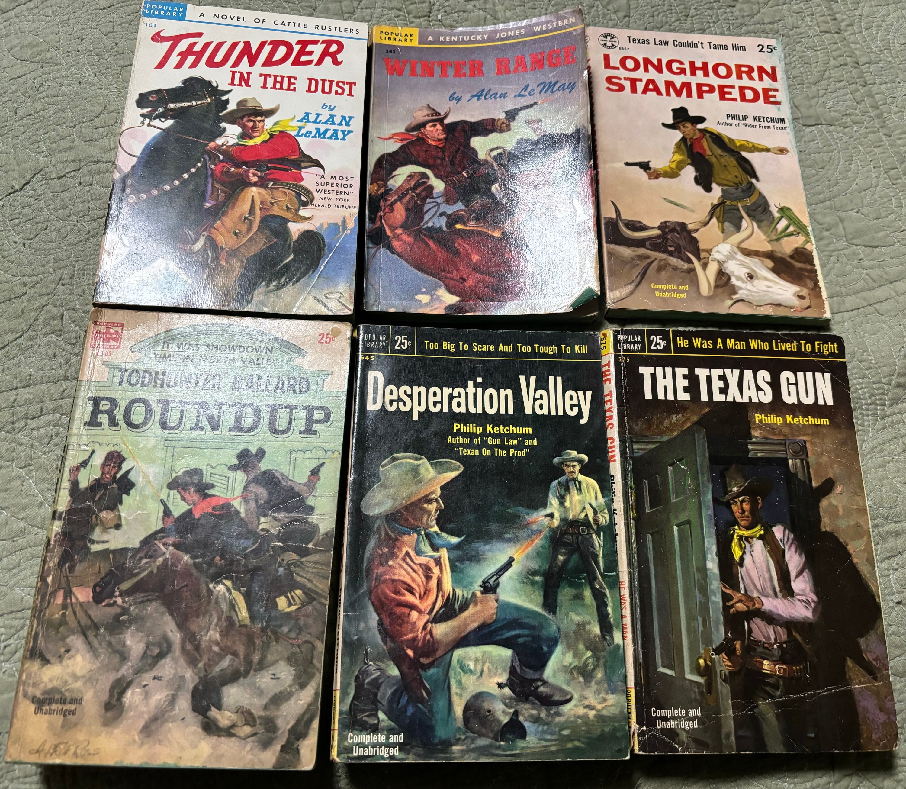 Set of Six Vintage Western Paperbacks by Popular Library, 1930s