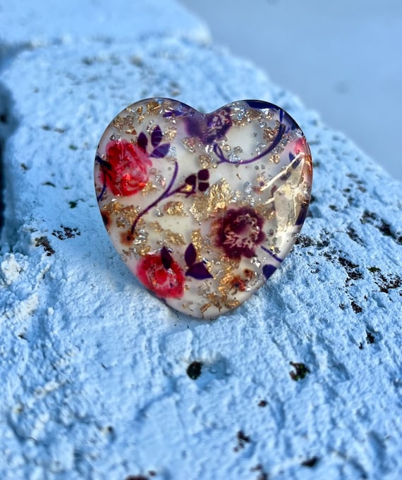 Huge Vintage Resin Heart-Shaped Ring