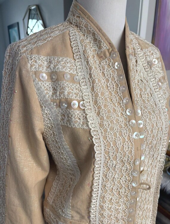 Sandy Starkman Shimmering Lace and Sequin Embellished Blazer