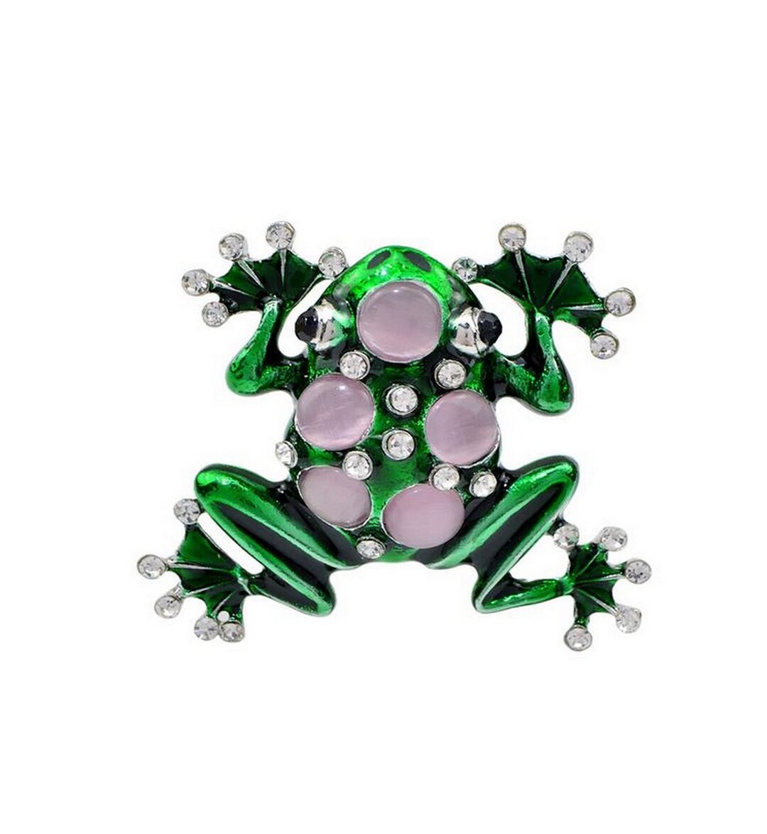 Green Frog Jewel Brooch and Mooncolored Stones. Etsy