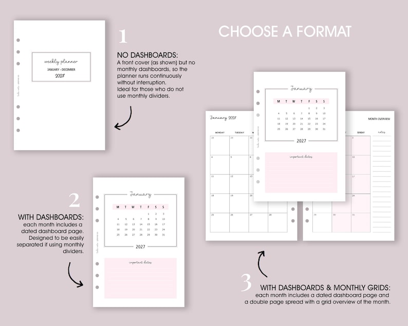 DATED Weekly Planner Inserts A5 | Diary Page Refill [classic:WEEK2] image 2