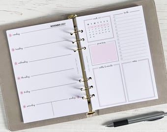 DATED Weekly Planner Inserts A5 | Diary Page Refill [classic:WEEK2]
