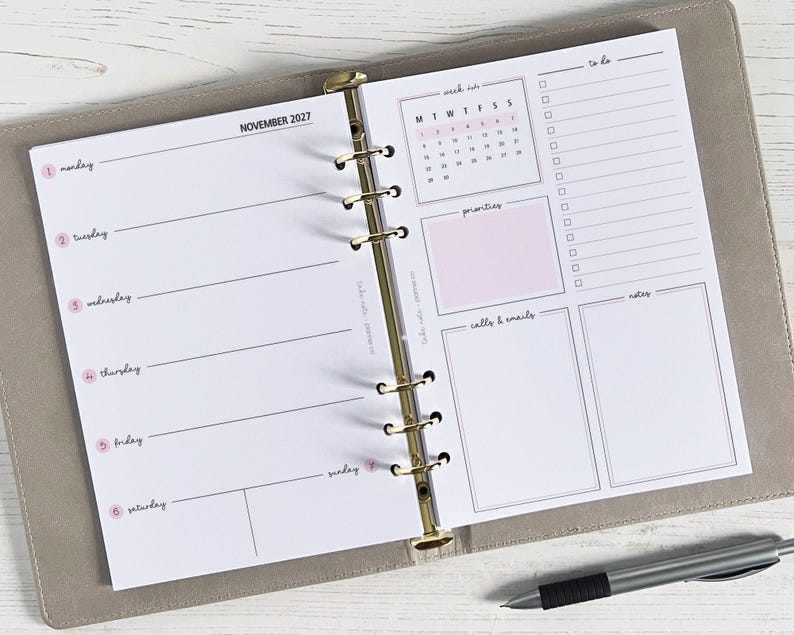 DATED Weekly Planner Inserts A5 | Diary Page Refill [classic:WEEK2] image 1