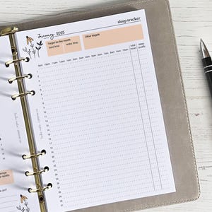 Sleep Tracker A5 Planner Inserts | Tracker Refill Pages [daisy:SLEEP]