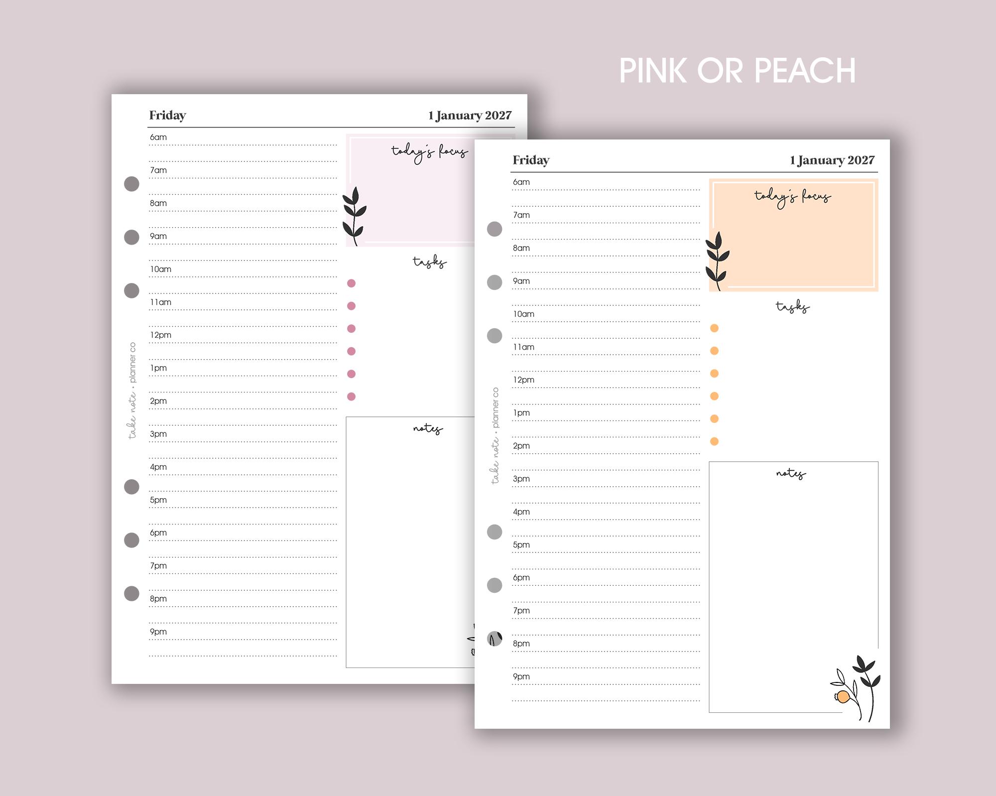 DATED Daily Planner Inserts A5 | Day per Page Diary Refill [daisy:day ...