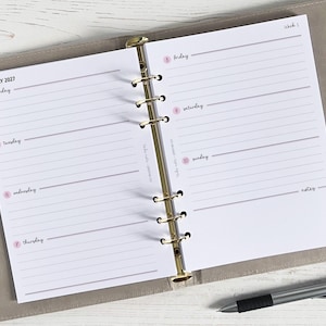 DATED Weekly Planner Inserts A5 | Diary Page Refill [classic:WEEK1] image 1