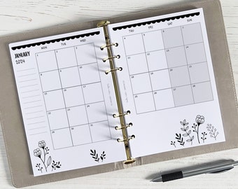 DATED Monthly Planner Inserts A5 | Dated Month Page Refill | A5 Calendar [floral:MONTH]