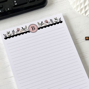 Spersonalizowany monogramowy notatnik A5 | Zestaw do pisania listów kwiatowych