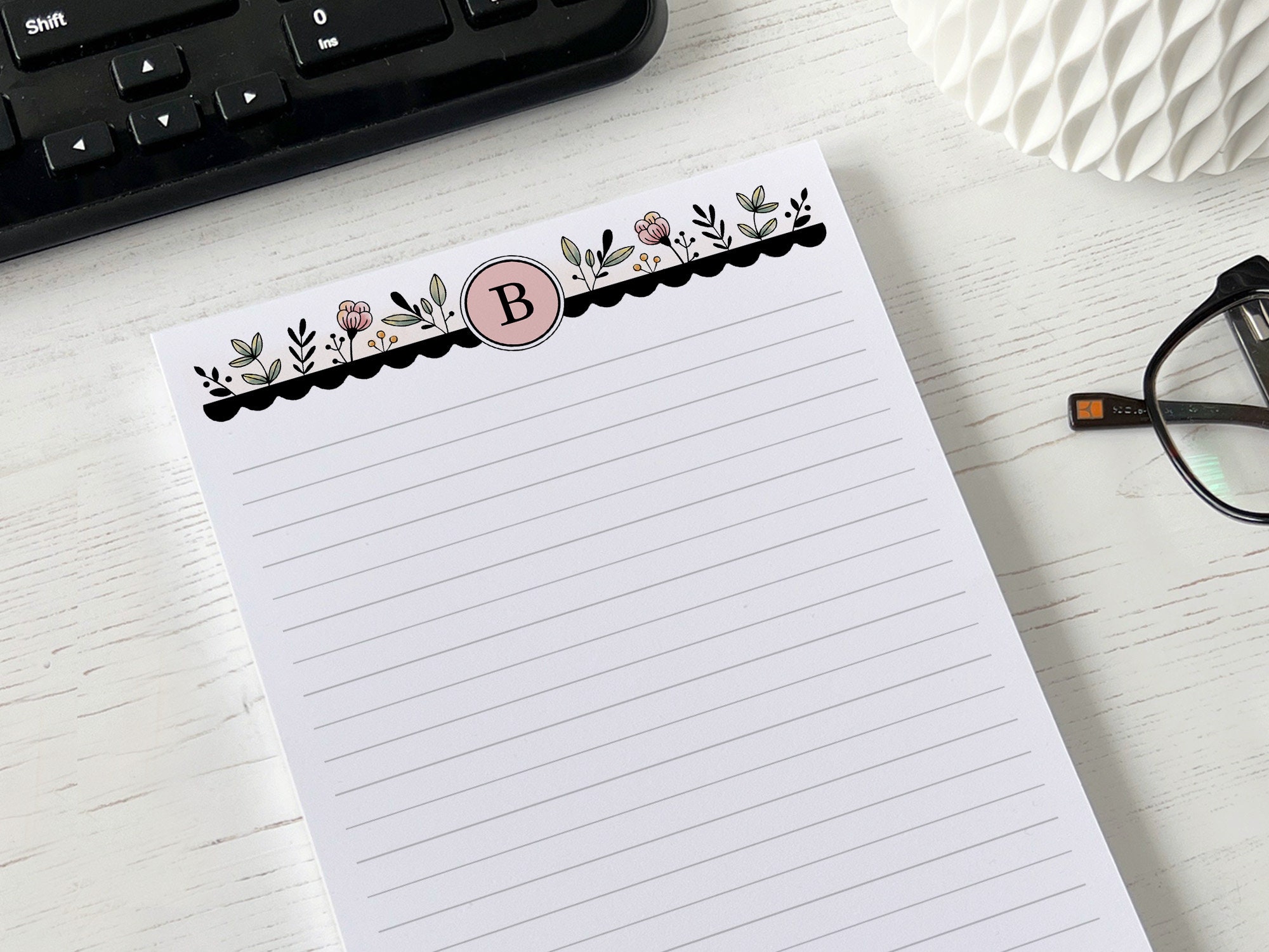 Personalised Monogram A5 Notepad | Floral Letter Writing Set - Etsy
