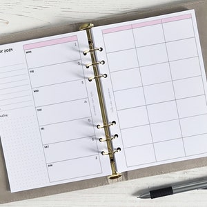 DATED Weekly Family Planner Inserts A5 | Dated Weekly Diary Page Refill | A5 Dated Calendar [classic:WEEK6]