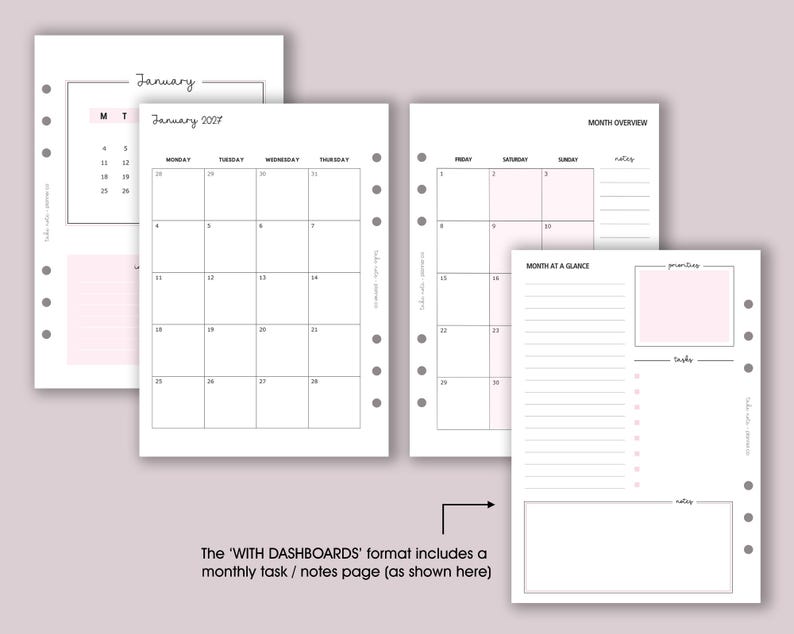 DATED Monthly Planner Inserts A5 | Dated Page Refill [classic:MONTH] image 3