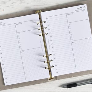Feuillets A5 pour agenda quotidien DATÉ | Recharge d'agenda jour par page [minimum : JOUR]