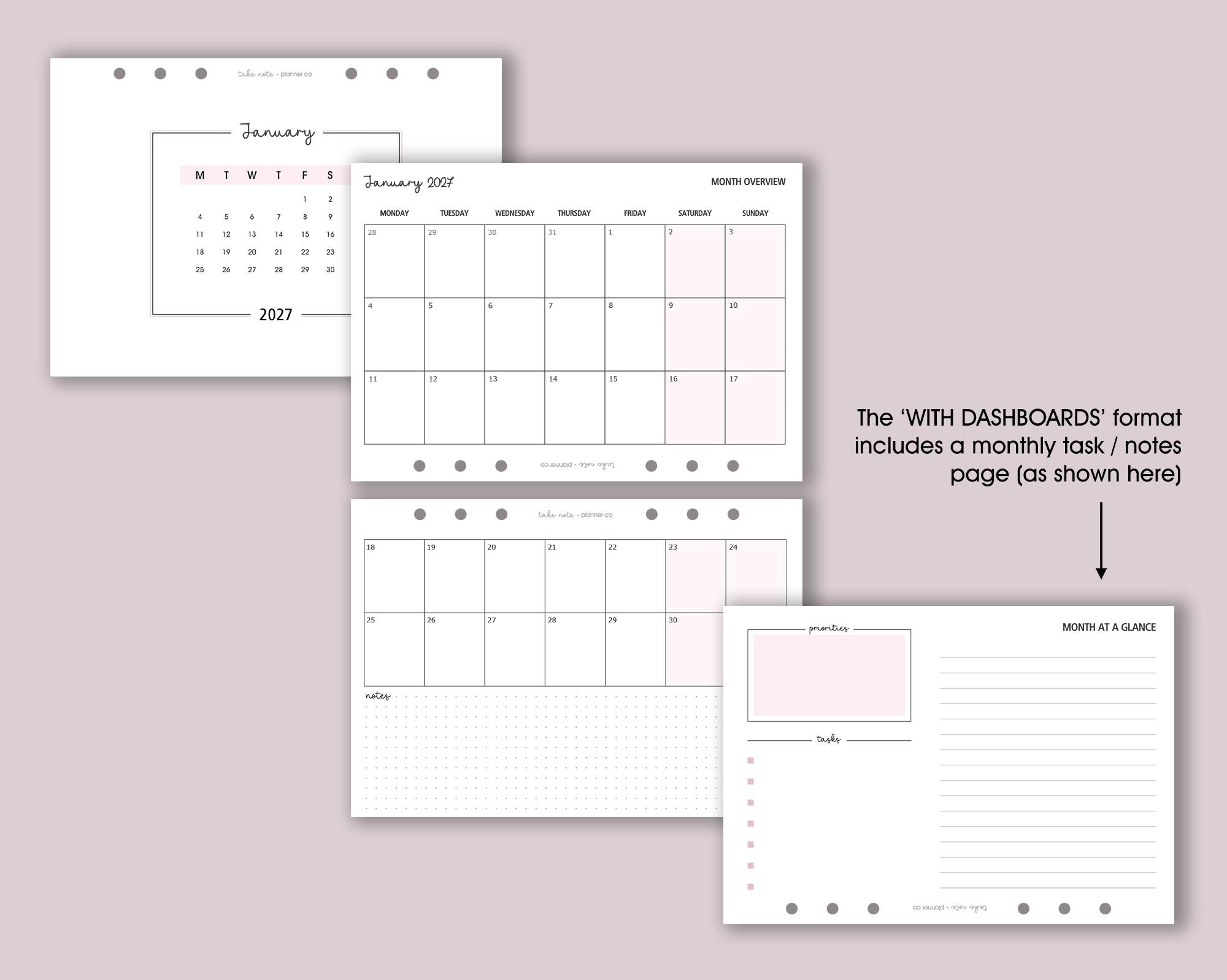 DATED Monthly Planner Inserts A5 | Landscape Planner Refill [landscape ...