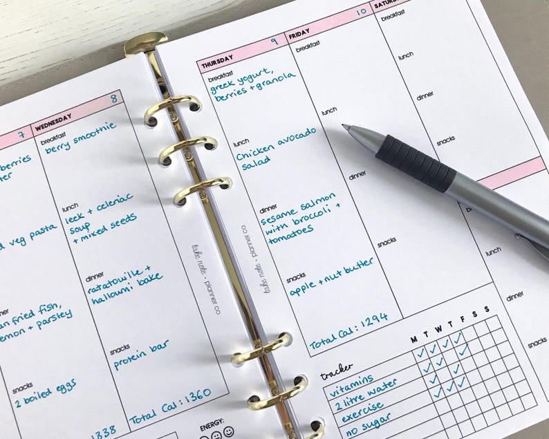Food Diary | 12 MONTH UNDATED | A5 Planner Inserts [foodlog] - Etsy