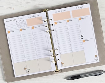 Inserti per planner verticale settimanale DATATO A5 / Ricarica pagina diario [daisy:WEEK7]