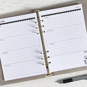 DATED Weekly Planner Inserts A5 | Dated Weekly Diary Page Refill [floral:WEEK1]  (US Tariff Covered)
