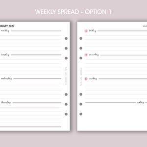 DATED Weekly Planner Inserts A5 | Diary Page Refill [classic:WEEK1] option 1