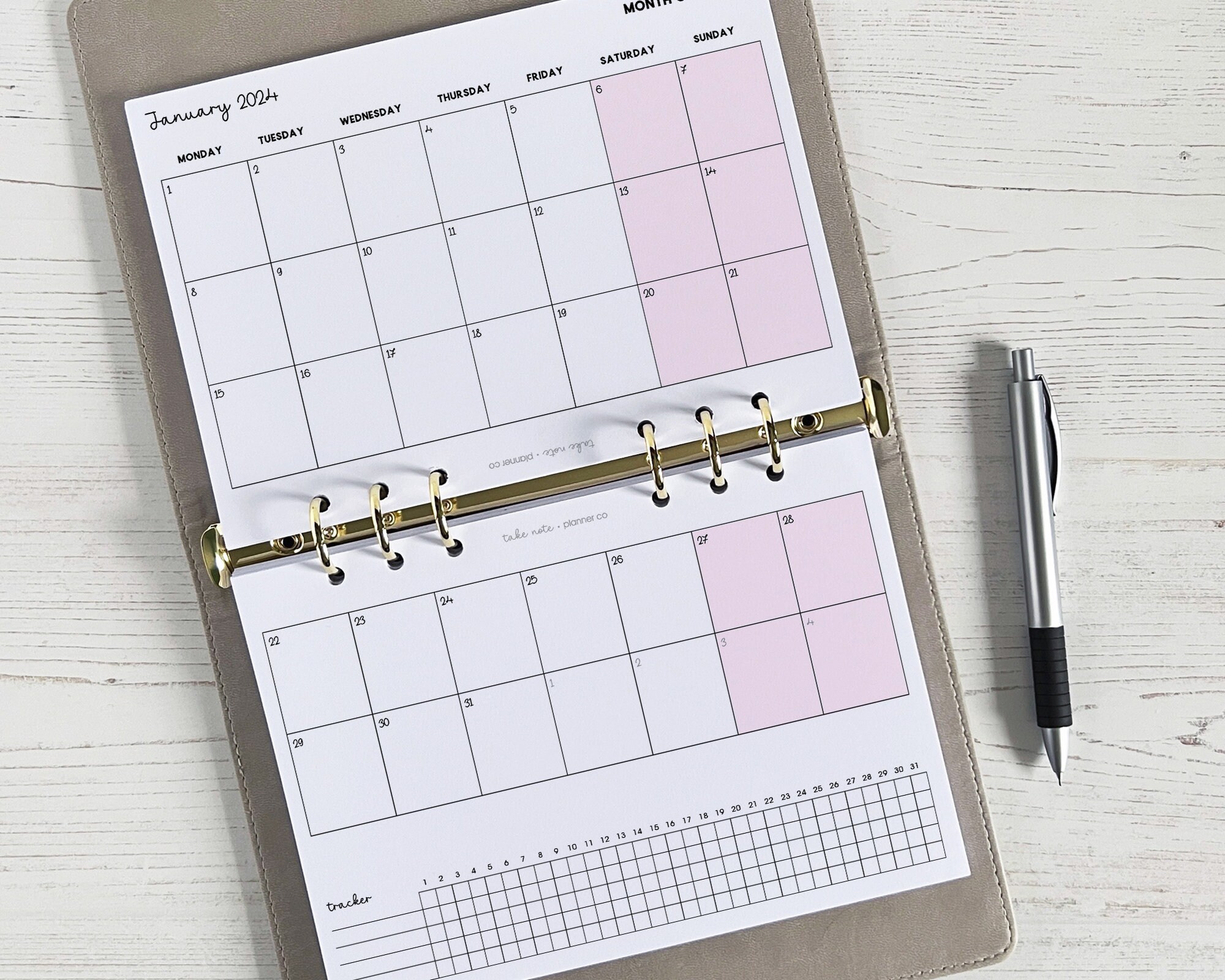Dated monthly planner inserts a5 horizontal landscape month page refill a5  calendar classic:monthhorizontal - etsy