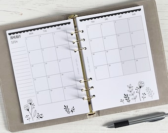 DATED Monthly Planner Inserts A5 | Dated Month Page Refill | A5 Calendar [floral:MONTH]
