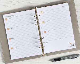 DATED Weekly Planner Inserts A5 | Diary Page Refill [daisy:WEEK1]