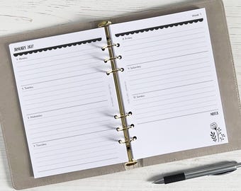 DATED Weekly Planner Inserts A5 | Diary Page Refill [floral:WEEK1]