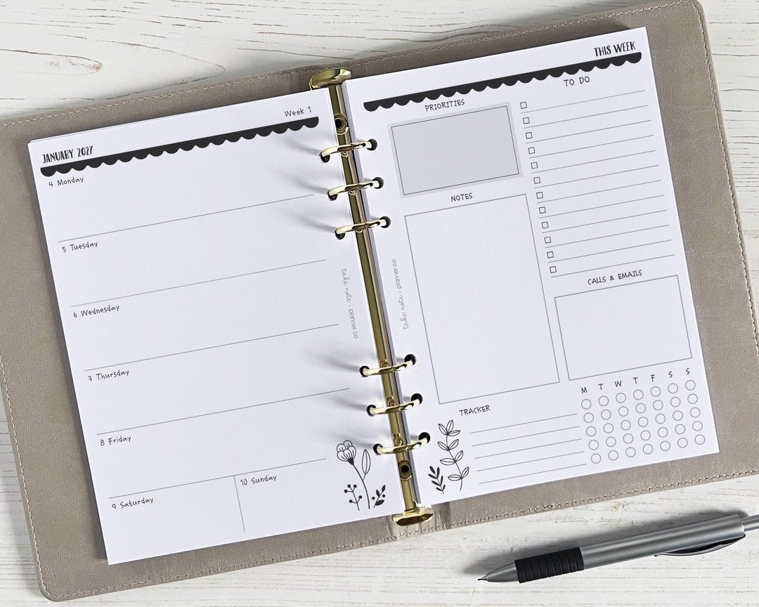 DATED Weekly Planner Inserts A5 | Diary Page Refill [floral:week2 ...