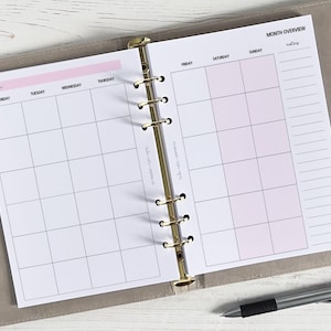 Undated Monthly Planner Inserts A5 | Undated Month Page Refill [classic:MONTH1]   (US Tariff Covered)